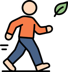Fototapeta premium Person walking calmly with wellness concept, small steps to healthy lifestyle illustration