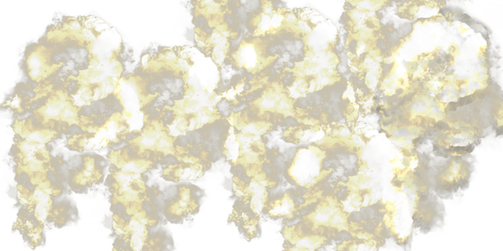 Soft and fluffy white and yellow clouds painted in watercolor style on transparent background.  - Powered by Adobe