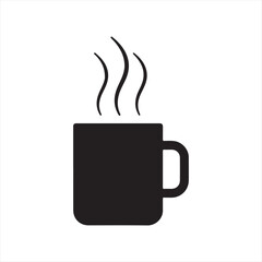 Black silhouette of a mug with steam coming out of it