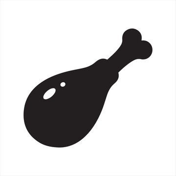 Black silhouette of a single cooked chicken leg