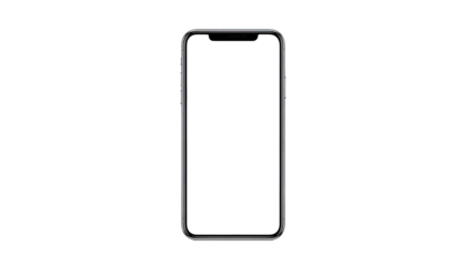 Modern Smartphone with Blank White Screen on Isolated Background.