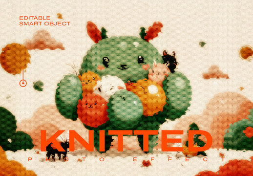 Knitted Photo Effect Mockup