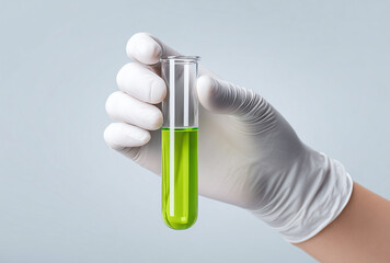 Scientists are conducting experiments in the laboratory by holding liquid test tubes