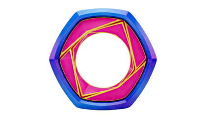 Abstract Hexagonal Shape with Pink and Gold Interior