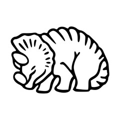 cute triceratops dinosaur vector illustration in minimalist line art style