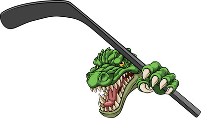 A crocodile, dinosaur or alligator lizard hockey sports mascot © Christos Georghiou