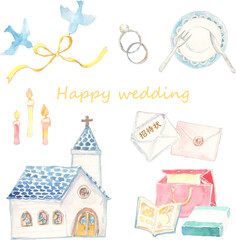 ウェディング関係のイラストセット　ベクター