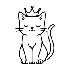 cute cat character wearing a royal crown vector illustration