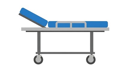 Medical Stretcher Bed with Wheels Isolated on White Background.