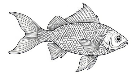 Obraz premium Fish illustration, detailed drawing