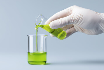 Scientists are conducting experiments in the laboratory by holding liquid test tubes