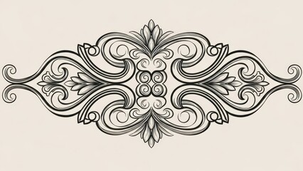 Elegant flourish ornament design with symmetrical swirls and intricate detailing adds sophistication