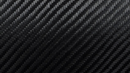 Close up of black diagonal weave carbon fiber material texture