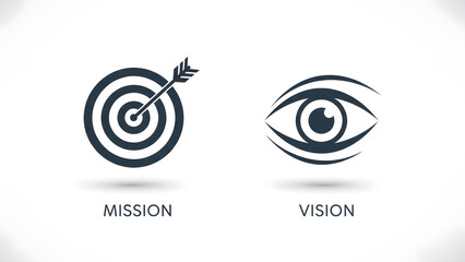 Obraz premium Business concept graphics representing mission and vision with target and eye symbols