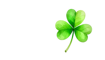 Green four-leaf clover illustration on a transparent background for St. Patrick's Day  
