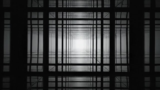Mesmerizing geometric lattice creating a tunnel of light and shadow.