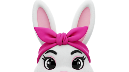 Cute Cartoon Bunny with Pink Bow