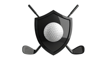 Golf Crest with Ball and Clubs