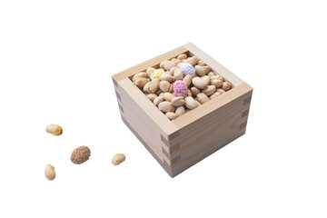 節分イメージ, 升に入った大豆, 日本の伝統行事, 切り抜き