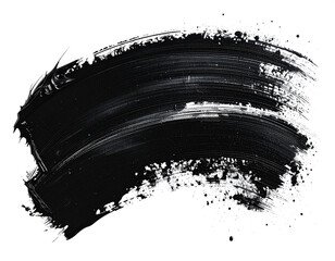 Black watercolor brush stroke isolated transparent background	
