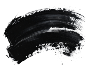 Black watercolor brush stroke isolated transparent background	