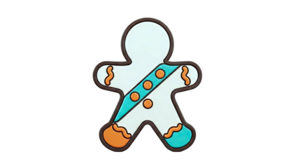 Gingerbread Man Decoration with Teal and Orange Accents