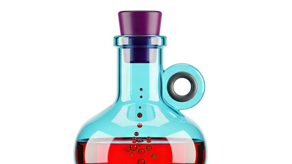Glass Potion Bottle with Red Liquid and Bubbles