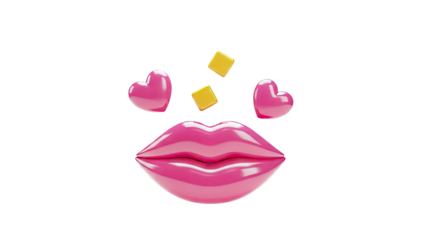 Pink Lips with Hearts and Squares