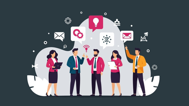 Diverse Team Collaborating on Business Ideas with Digital Icons - Powered by Adobe