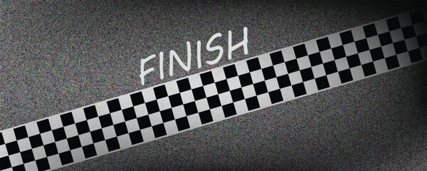 Obraz premium Finish line racing background top view, Textured asphalt with finishing line.