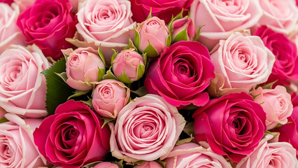 Beautiful bouquet of pink roses isolated on transparent background