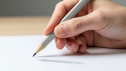 Hand holding pencil writing on paper