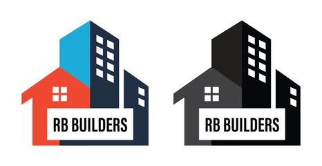 RB Builders logo silhouettes for construction companies urban architecture development and real estate branding graphics