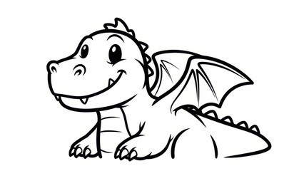 Fototapeta premium Cute Dragon Cartoon Illustration