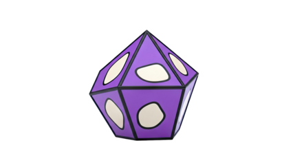 Purple Geometric Object with Cream-Colored Inlays