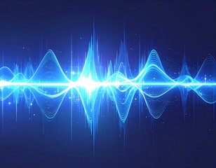 A vibrant blue waveform pattern on a dark background