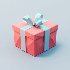 Obraz premium Colorful Geometric Gift Box with Ribbon on Soft Background