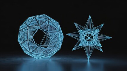 Abstract Geometric Shapes Glowing in Dark