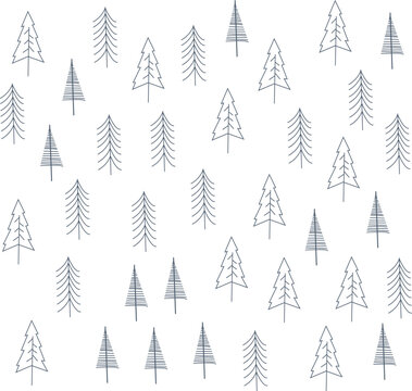 Scandinavian winter tree pattern in minimalist geometric style  