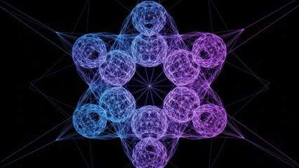 Abstract geometric shapes, interconnected network