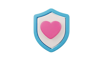 Fototapeta premium 3D Shield with Pink Heart Icon