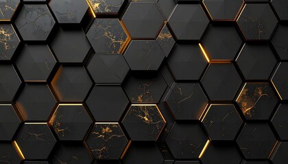 3D honeycomb grid of hexagons with glowing edges transitioning from cool blue to warm orange tones