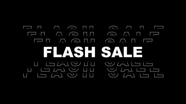 Flash sale glitch text animation with bold typography on transparent background. Dynamic promo overlay for ecommerce ads, social media marketing, reels, stories, and digital campaigns. Alpha channel.