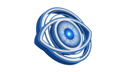 Glowing blue spiral shape isolated on transparent background