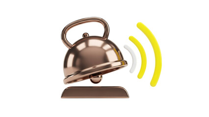 Notification bell icon with sound wave isolated on transparent background