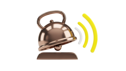 Notification bell icon with sound wave isolated on transparent background