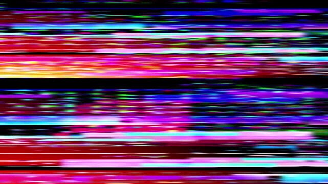 TV Static Glitch Screen Error with Digital Distortion Noise, 4K.