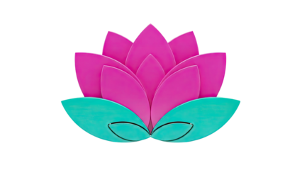Stylized Pink and Teal Lotus Flower