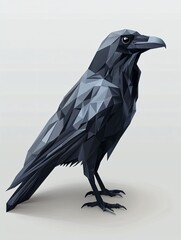 Obraz premium Polygonal Black Bird Illustration on Neutral Background