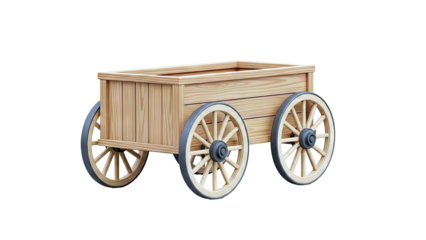 Wooden Cart with Spoked Wheels